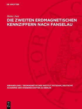 Just |  Die zweiten erdmagnetischen Kennziffern nach Fanselau | Buch |  Sack Fachmedien