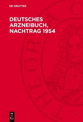 Deutsches Arzneibuch, Nachtrag 1954 | Buch | 978-3-11-276844-0 | www.sack.de