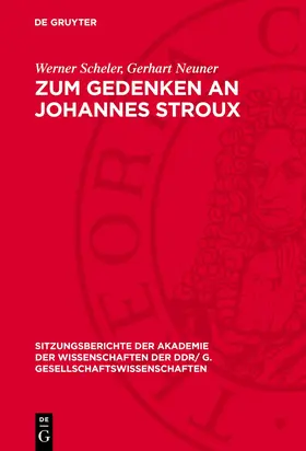 Scheler / Neuner |  Zum Gedenken an Johannes Stroux | eBook | Sack Fachmedien