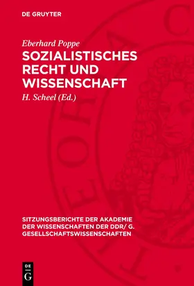 Poppe / Scheel |  Sozialistisches Recht und Wissenschaft | Buch |  Sack Fachmedien