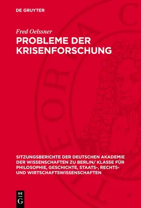 Oelssner |  Probleme der Krisenforschung | Buch |  Sack Fachmedien