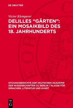 Klemperer |  Delilles „Gärten“: ein Mosaikbild des 18. Jahrhunderts | eBook | Sack Fachmedien