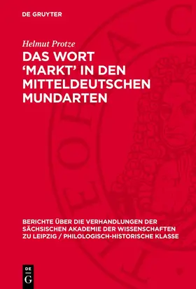 Protze |  Das Wort 'Markt' in den mitteldeutschen Mundarten | Buch |  Sack Fachmedien