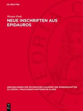 Peek |  Neue Inschriften aus Epidauros | Buch |  Sack Fachmedien