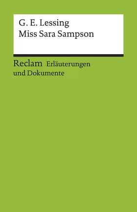 Lessing / Richel |  Miss Sara Sampson (Erl. u. Dok.) | Buch |  Sack Fachmedien
