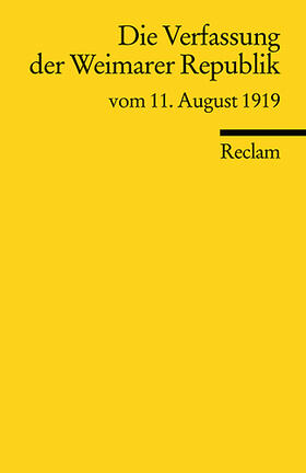 Mosler |  Die Verfassung der Weimarer Republik vom 11. August 1919 | Buch |  Sack Fachmedien