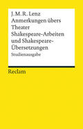 Lenz / Schwarz |  Anmerkungen übers Theater / Shakespeare-Arbeiten und Shakespeare-Übersetzungen | Buch |  Sack Fachmedien