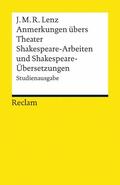 Lenz / Schwarz |  Anmerkungen übers Theater. Shakespeare-Arbeiten und Shakespeare-Übersetzungen | eBook | Sack Fachmedien