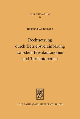 Waltermann |  Rechtsetzung durch Betriebsvereinbarung zwischen Privatautonomie und Tarifautonomie | Buch |  Sack Fachmedien