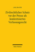 Beater |  Zivilrechtlicher Schutz vor der Presse als konkretisiertes Verfassungsrecht | Buch |  Sack Fachmedien