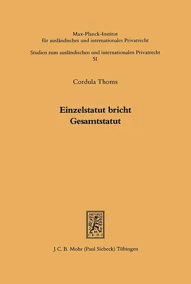 Thoms |  Einzelstatut bricht Gesamtstatut | Buch |  Sack Fachmedien