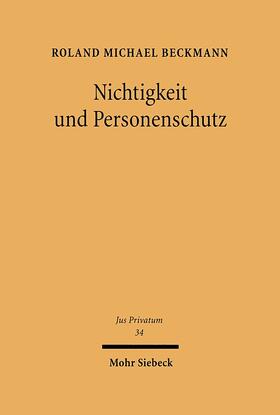 Beckmann |  Nichtigkeit und Personenschutz | Buch |  Sack Fachmedien