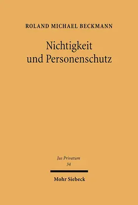 Beckmann |  Nichtigkeit und Personenschutz | Buch |  Sack Fachmedien