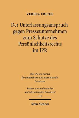 Fricke | Fricke, V: Unterlassungsanspruch | Buch | 978-3-16-148117-8 | sack.de