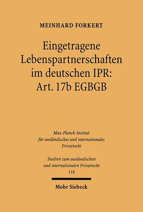 Forkert | Eingetragene Lebenspartnerschaften im deutschen IPR: Art. 17b EGBGB | Buch | sack.de