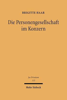 Haar | Die Personengesellschaft im Konzern | Buch | 978-3-16-149099-6 | sack.de