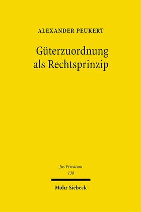 Peukert |  Peukert, A: Güterzuordnung als Rechtsprinzip | Buch |  Sack Fachmedien