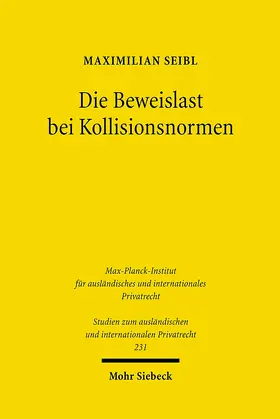 Seibl |  Die Beweislast bei Kollisionsnormen | Buch |  Sack Fachmedien