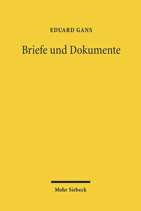 Gans / Braun |  Eduard Gans | Buch |  Sack Fachmedien