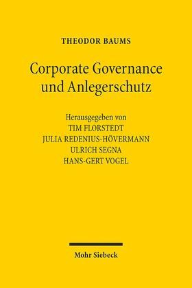 Baums / Florstedt / Redenius-Hövermann | Corporate Governance und Anlegerschutz | Buch | sack.de