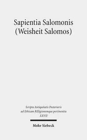 Niebuhr |  Sapientia Salomonis (Weisheit Salomos) | Buch |  Sack Fachmedien