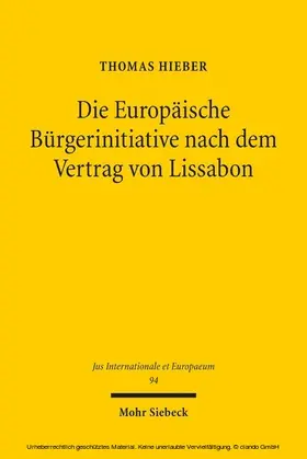 Hieber |  Die Europäische Bürgerinitiative nach dem Vertrag von Lissabon | eBook | Sack Fachmedien