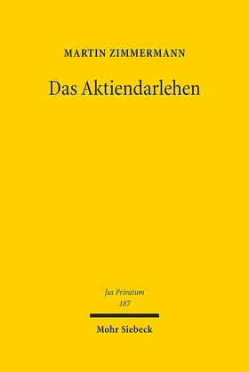 Zimmermann |  Das Aktiendarlehen | Buch |  Sack Fachmedien