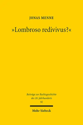 Menne |  "Lombroso redivivus?" | Buch |  Sack Fachmedien