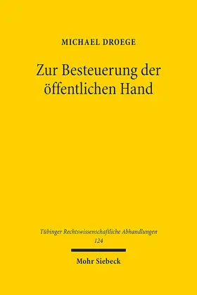 Droege |  Zur Besteuerung der öffentlichen Hand | Buch |  Sack Fachmedien