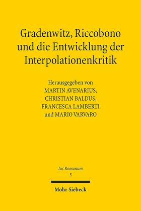 Avenarius / Baldus / Lamberti |  Gradenwitz, Riccobono und die Entwicklung der Interpolatione | Buch |  Sack Fachmedien