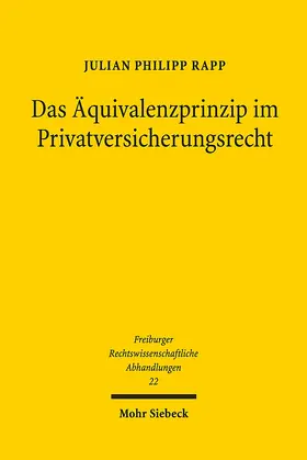 Rapp |  Das Äquivalenzprinzip im Privatversicherungsrecht | Buch |  Sack Fachmedien