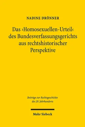 Drönner |  Drönner, N: 'Homosexuellen-Urteil' des Bundesverfassungsgeri | Buch |  Sack Fachmedien