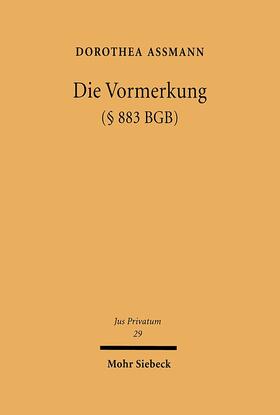 Assmann | Die Vormerkung (§ 883 BGB) | E-Book | sack.de