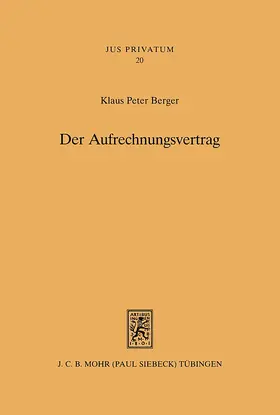 Berger |  Der Aufrechnungsvertrag | eBook | Sack Fachmedien