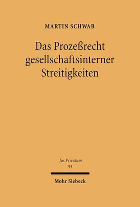 Schwab | Das Prozeßrecht gesellschaftsinterner Streitigkeiten | E-Book | sack.de