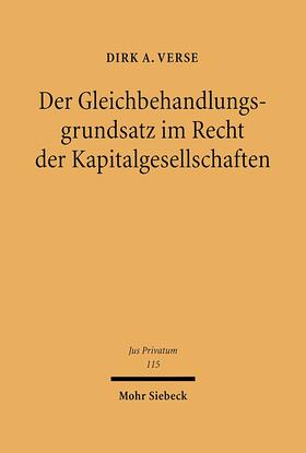 Verse | Der Gleichbehandlungsgrundsatz im Recht der Kapitalgesellschaften | E-Book | sack.de