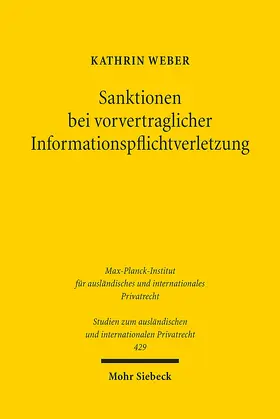Weber | Sanktionen bei vorvertraglicher Informationspflichtverletzung | Buch | 978-3-16-158235-6 | sack.de