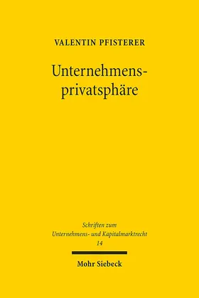 Pfisterer | Unternehmensprivatsphäre | E-Book | sack.de