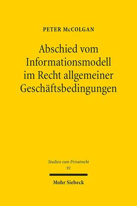 McColgan | McColgan, P: Abschied vom Informationsmodell im Recht allgem | Buch | 978-3-16-158966-9 | sack.de