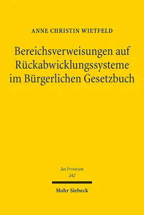 Wietfeld |  Bereichsverweisungen auf Rückabwicklungssysteme im Bürgerlichen Gesetzbuch | eBook | Sack Fachmedien