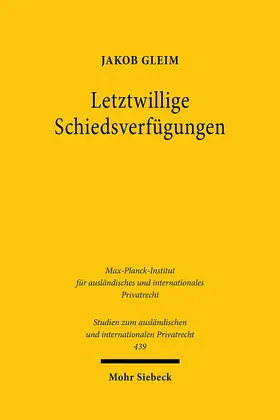 Gleim |  Letztwillige Schiedsverfügungen | Buch |  Sack Fachmedien