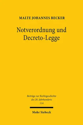 Becker |  Notverordnung und Decreto-Legge | Buch |  Sack Fachmedien
