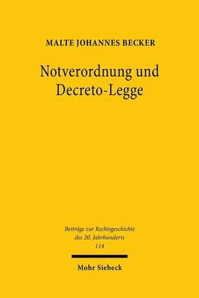 Becker | Becker, M: Notverordnung und Decreto-Legge | Buch | 978-3-16-159362-8 | sack.de