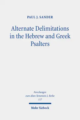 Sander |  Alternate Delimitations in the Hebrew and Greek Psalters | eBook | Sack Fachmedien