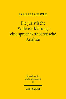 Archavlis |  Die juristische Willenserklärung - eine sprechakttheoretische Analyse | eBook | Sack Fachmedien