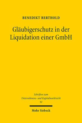 Berthold | Gläubigerschutz in der Liquidation einer GmbH | E-Book | sack.de