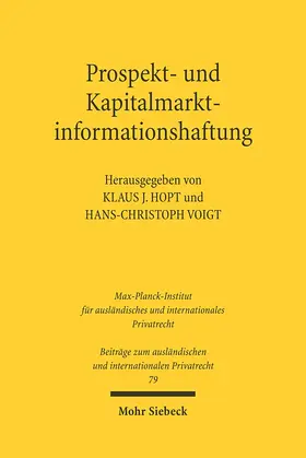 Hopt / Voigt |  Prospekt- und Kapitalmarktinformationshaftung | eBook | Sack Fachmedien