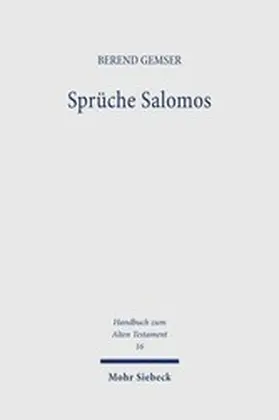 Gemser |  Sprüche Salomos | eBook | Sack Fachmedien