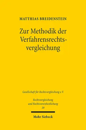 Breidenstein |  Zur Methodik der Verfahrensrechtsvergleichung | eBook | Sack Fachmedien