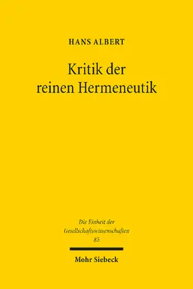 Albert |  Kritik der reinen Hermeneutik | eBook | Sack Fachmedien